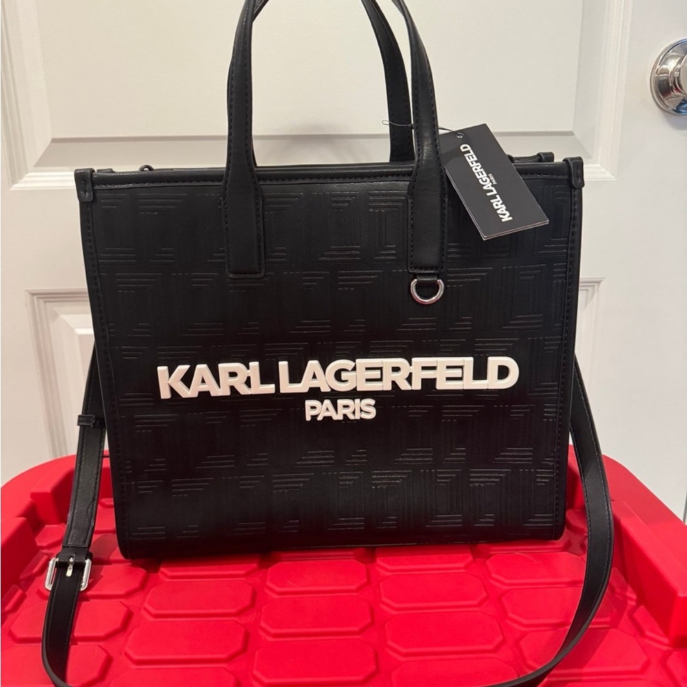 Karl Lagerfeld Black Tote Bag with Sophisticated Design NEW